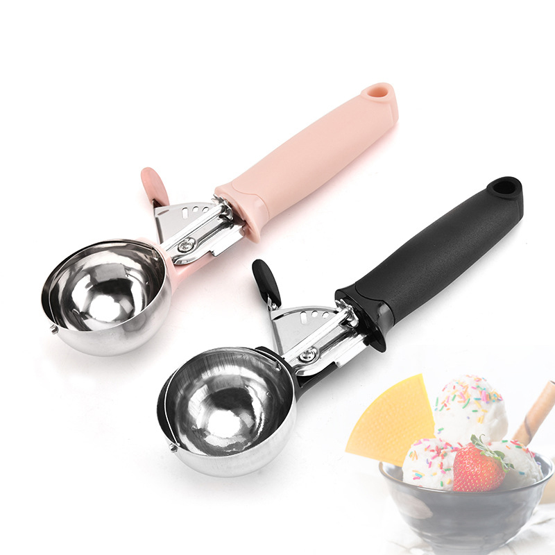 Kitchen Appliances Best - ステンレス鋼アイスクリームスクーパー多機能押せるフルーツスプーン両用アイスクリームボールスプーンキッチン用品